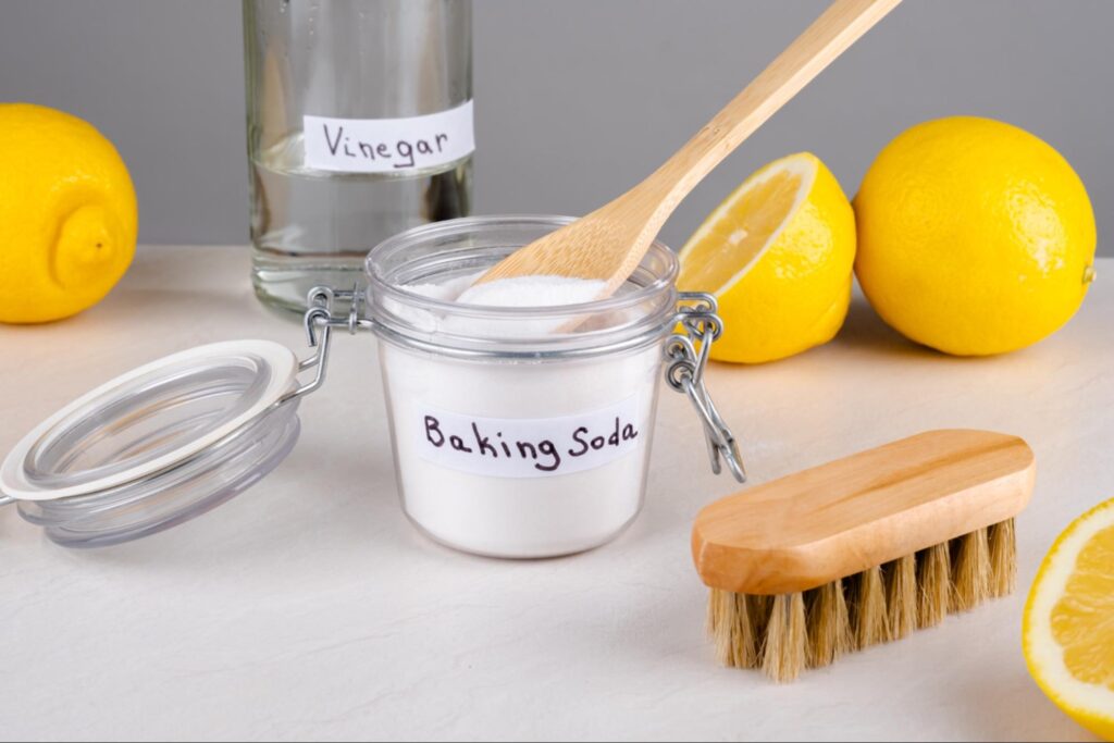 Mixing a baking soda and hydrogen peroxide paste to pre-treat deodorant stains
