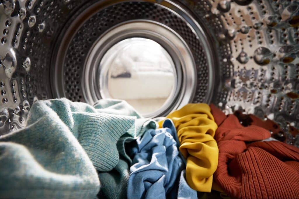 Clothes being dried in dryer
