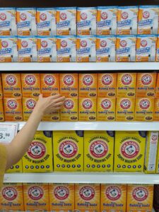 Isle of baking soda at grocery store