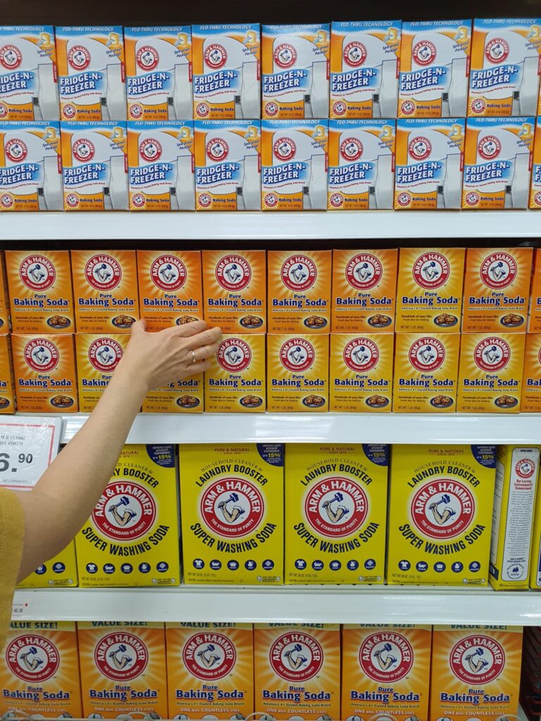 Isle of baking soda at grocery store
