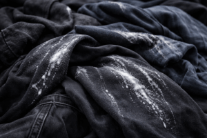 Detergent residue on dark clothing