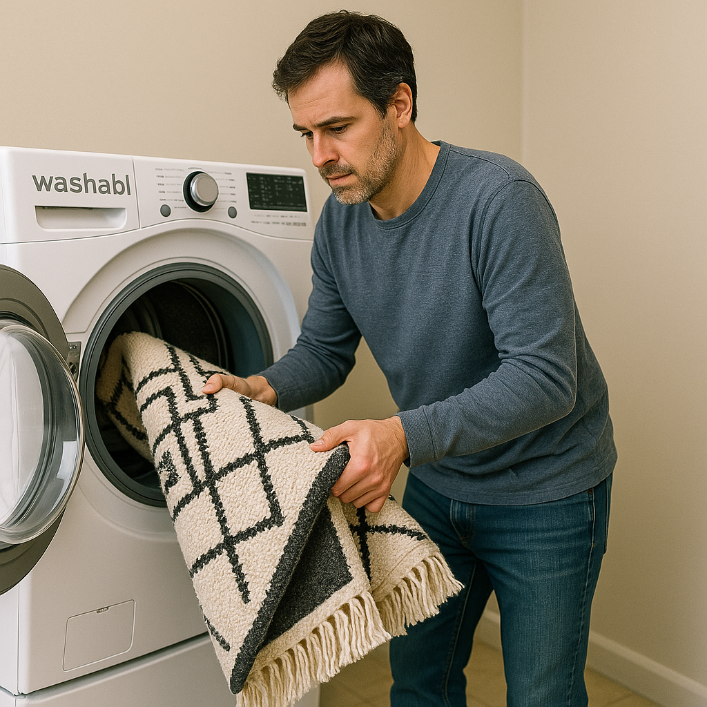 Removing a rug cover from a front load washer