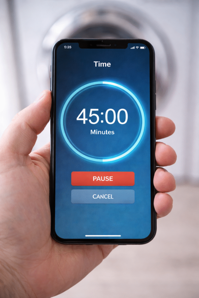 Smartphone timer set to remind about laundry