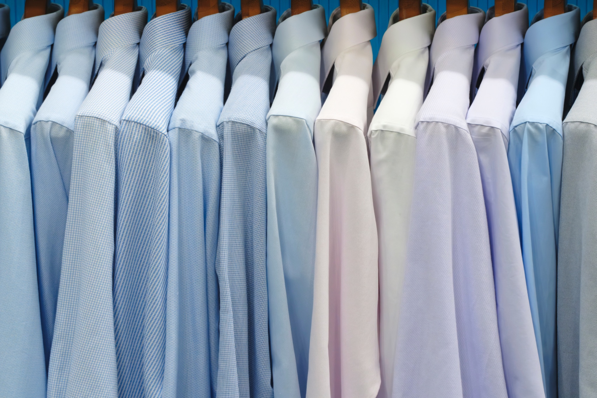 Row Of Hanging Dress Shirts